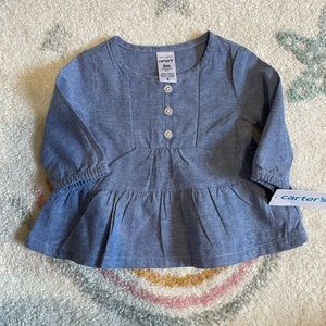 CARTERS chambray blue long sleeve top